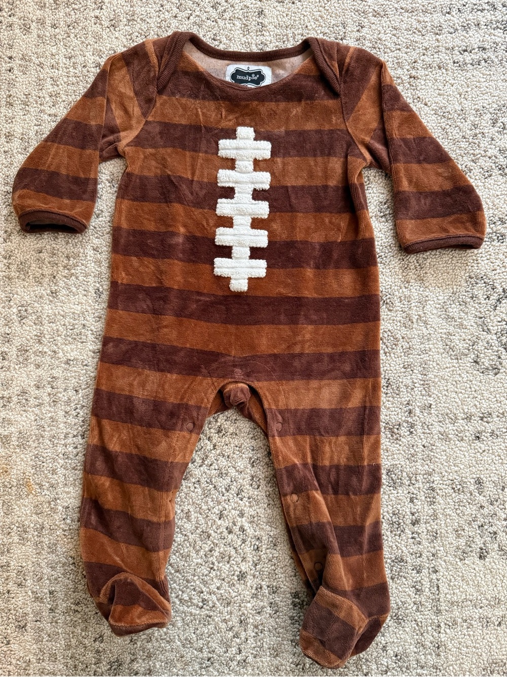 Mudpie Infant Football Velour Sleeper 0-6M
